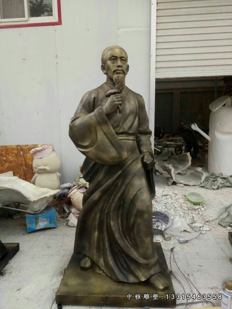 古代人物雕塑，玻璃钢仿铜华佗雕塑 (1)