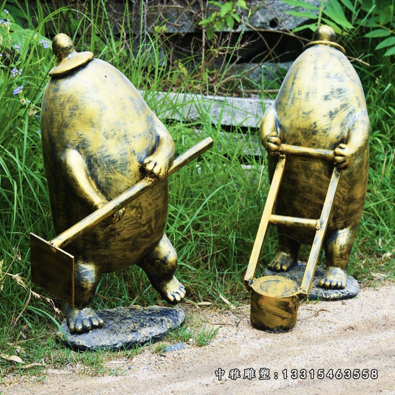 抽象农耕人物铜雕