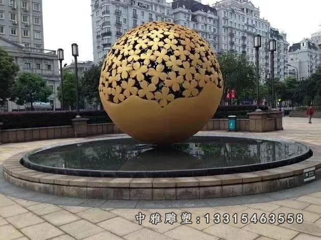 不锈钢镂空球喷泉雕塑