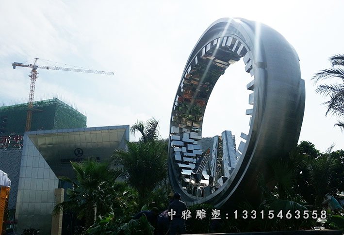 不锈钢抽象齿轮雕塑 公园景观摆件 (2)