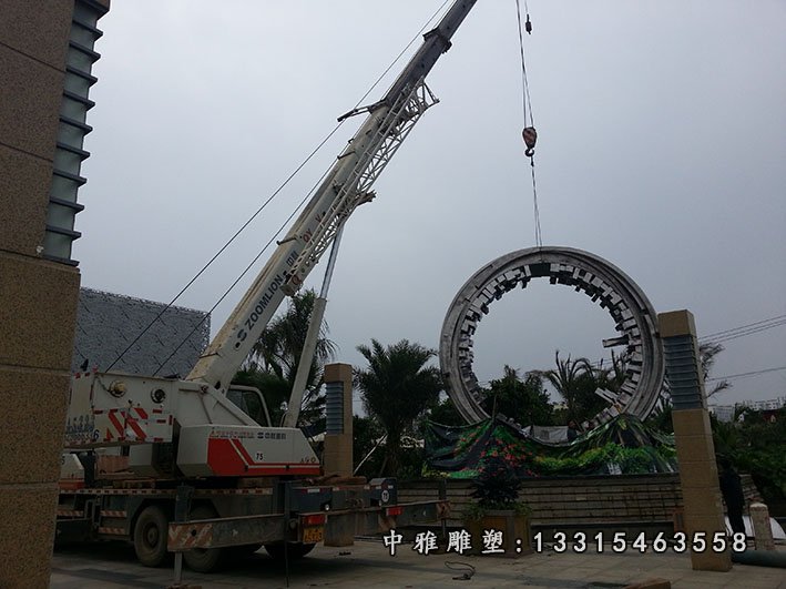不锈钢抽象齿轮雕塑 公园景观摆件 (3)