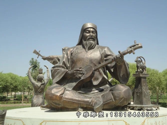 少数民族人物铜雕，公园人物雕塑 (1)