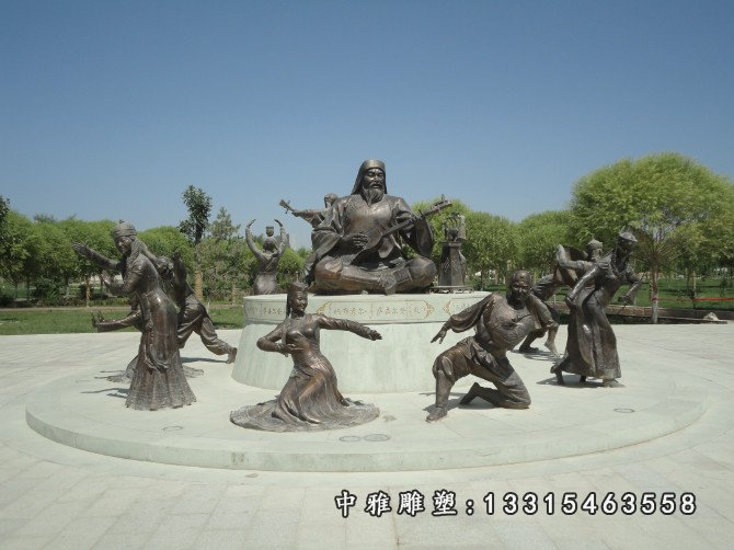 少数民族人物铜雕，公园人物雕塑 (2)