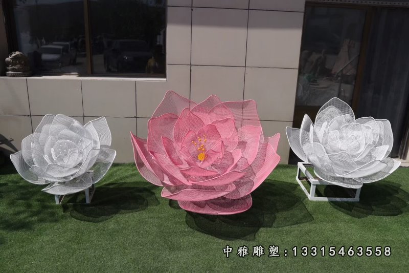 不锈钢镂空荷花雕塑 (2)