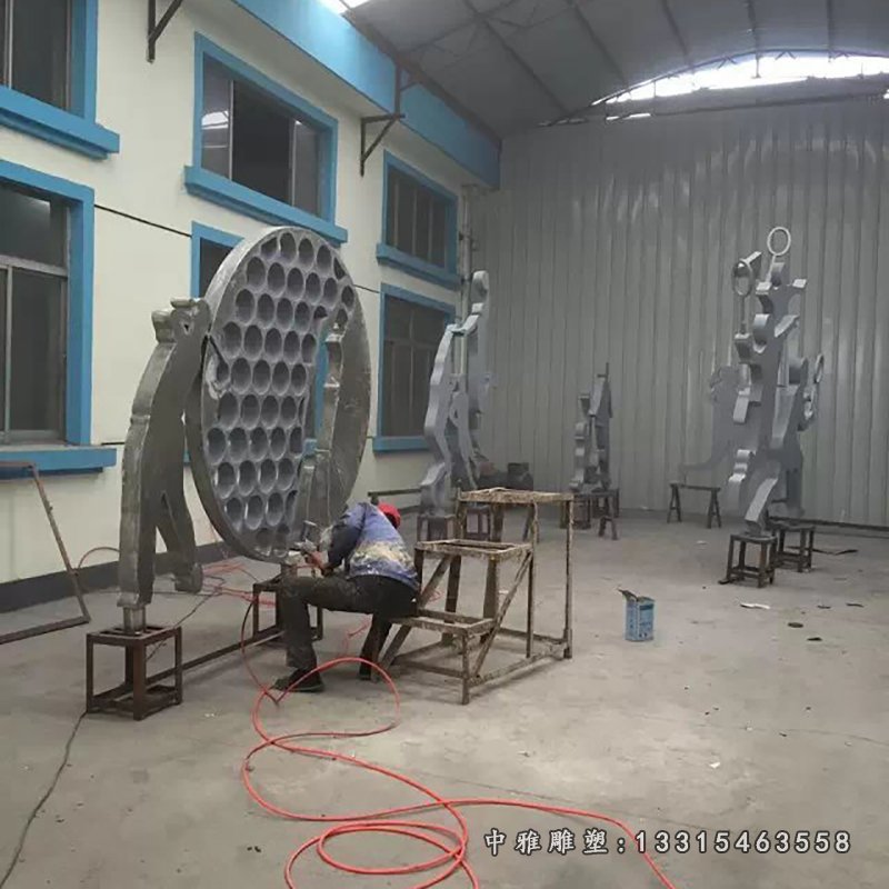 不锈钢打高尔夫球雕塑，广场不锈钢运动雕塑 (4)