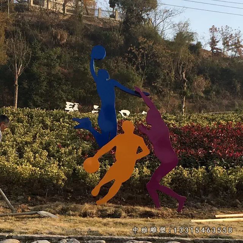 不锈钢打篮球雕塑，广场不锈钢运动雕塑 (4)