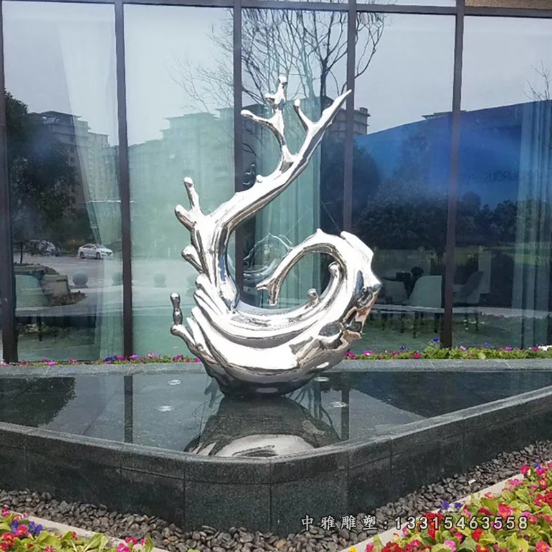 不锈钢海浪抽象 企业景观雕塑
