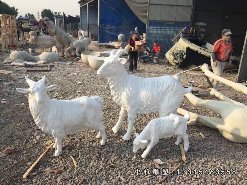 汉白玉母子羊雕塑
