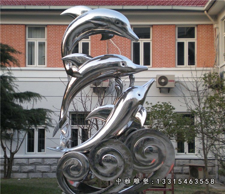 厂家供应制作广场抽象海豚雕塑 河北铜像厂家制作广场海豚雕像6128
