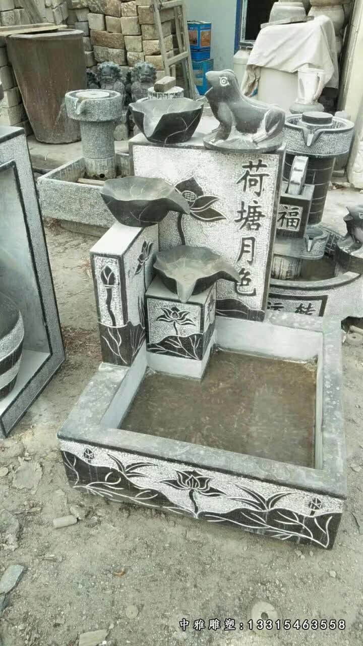 大理石景观荷塘月色流水摆件 (1)