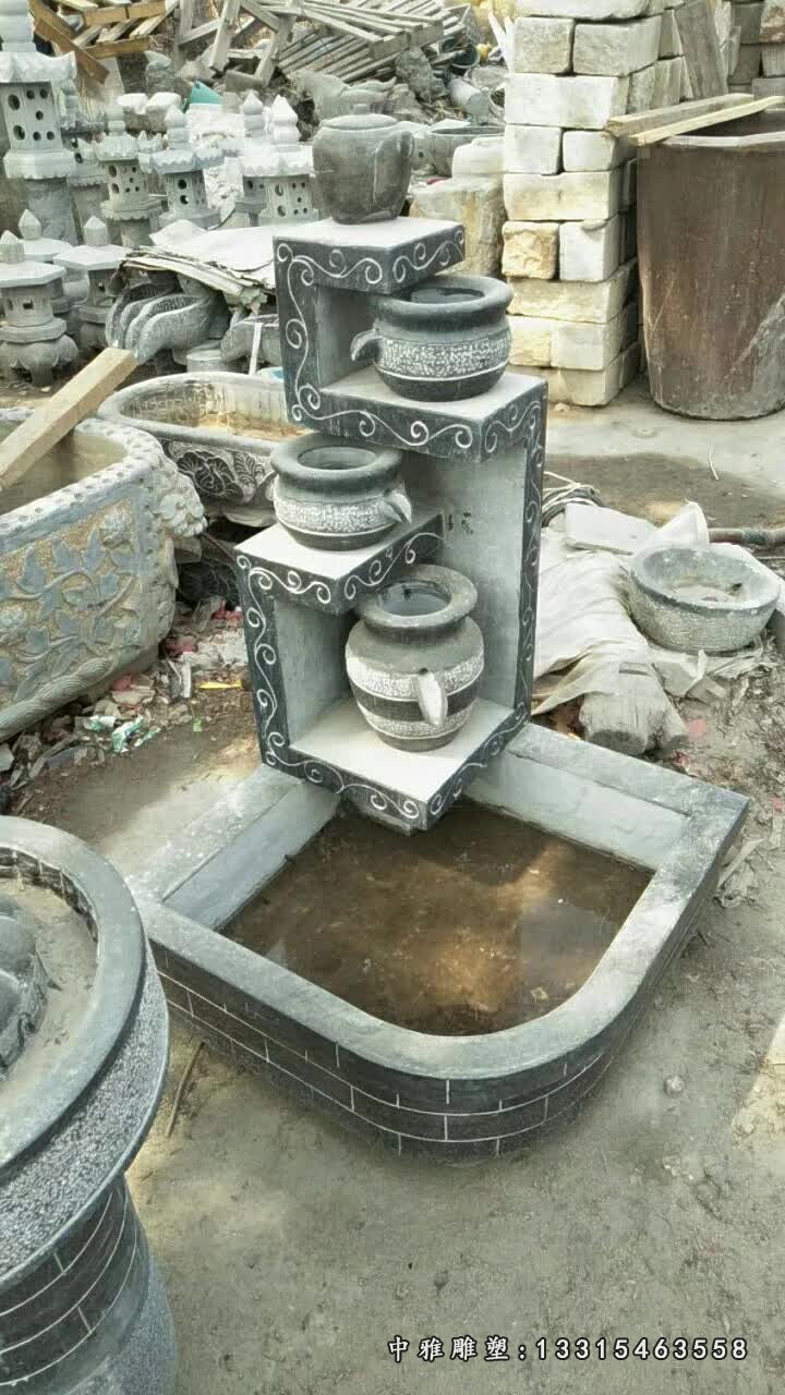大理石景观荷塘月色流水摆件 (2)