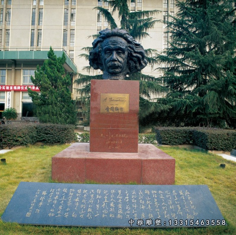 爱因斯坦头像铜雕，校园人物雕塑 (2)