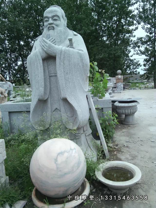 大理石孔子石雕，校园名人雕塑