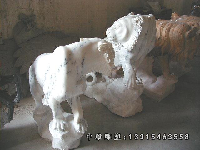 老虎石雕，大理石老虎雕塑 (2)