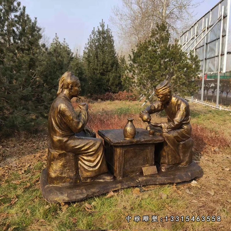 古代酒文化主题品酒人物铜雕