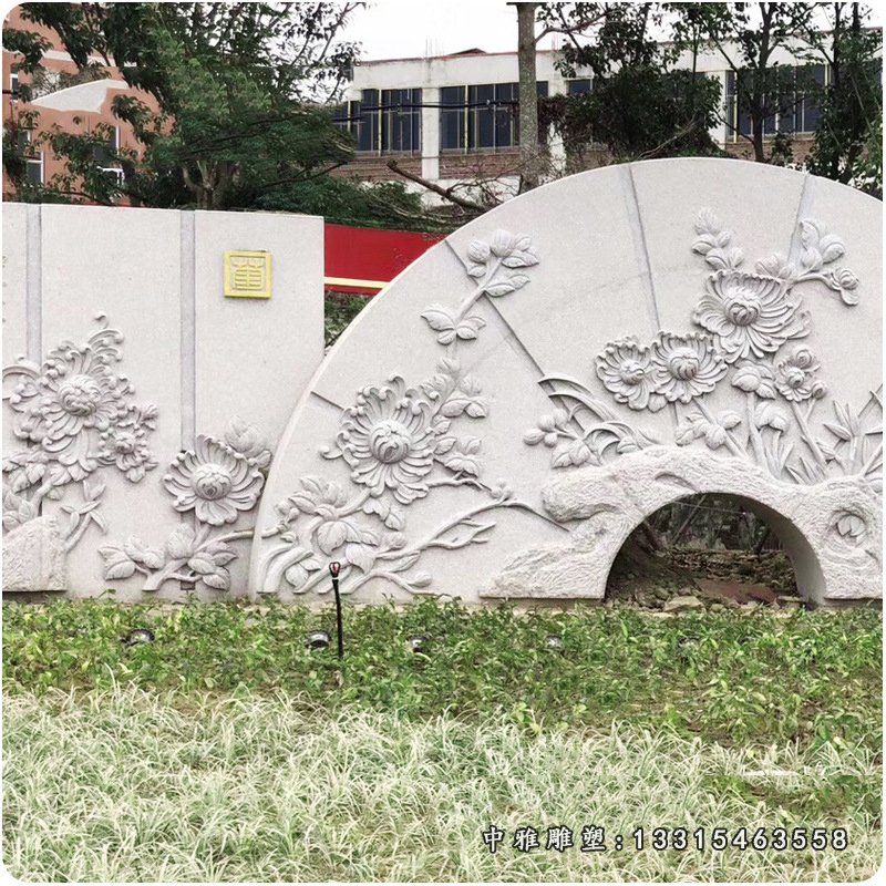 雕刻浮雕照壁定制大型石雕景观墙青石石材文化浮雕墙石雕壁画20170