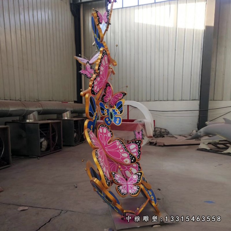 不锈钢彩绘蝴蝶雕塑摆件 (1)