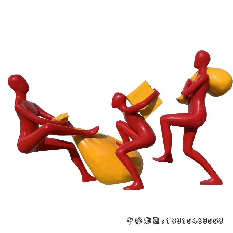 不锈钢搬运人物雕塑