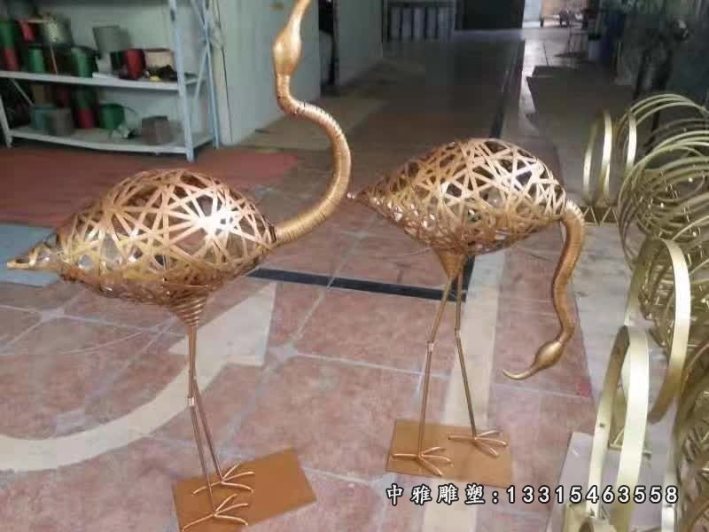 不锈钢编制动物仙鹤雕塑