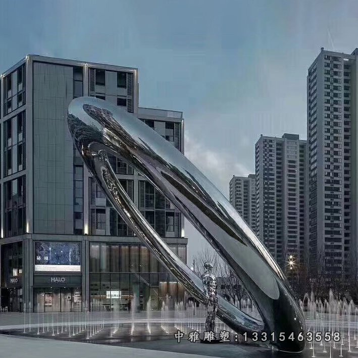 广场不锈钢圆环雕塑 (2)