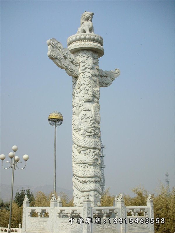 大理石广场龙柱雕塑