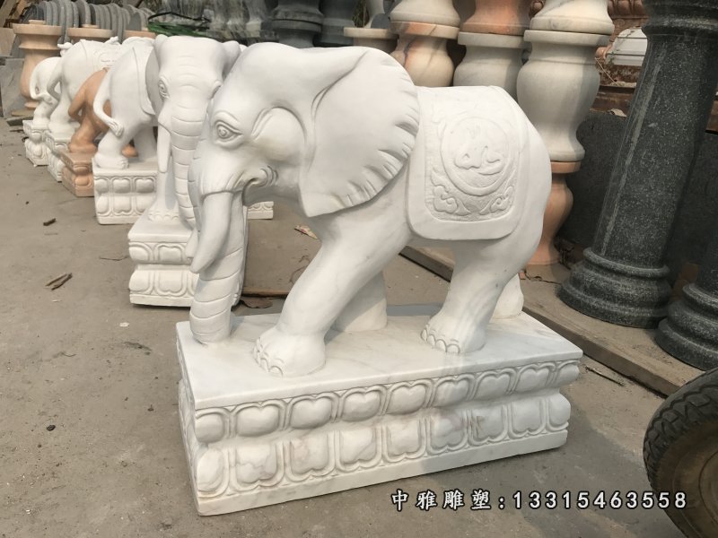 汉白玉立式大象 石雕酒店招财动物 (1)