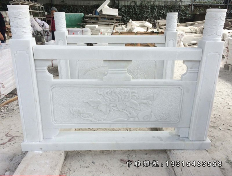大理石菊花栏板 石雕公园景观摆件