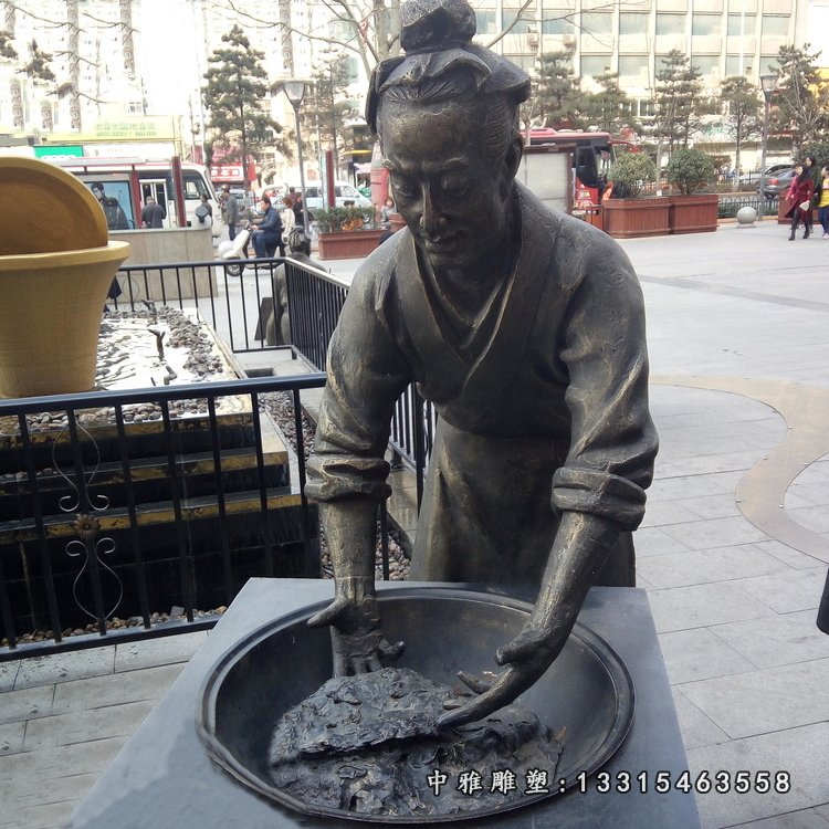 茶文化炒茶人物铜雕
