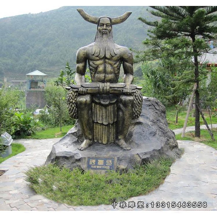 古代神话人物伏羲铜雕