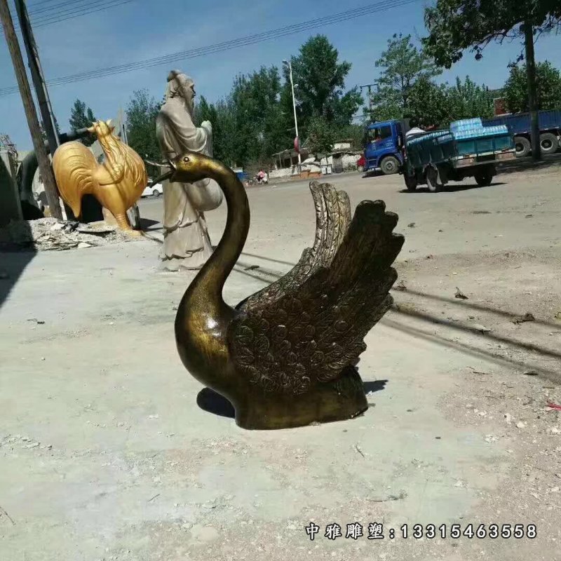 铸铜城市天鹅雕塑