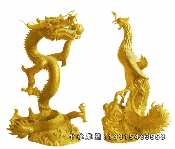 龙凤戏珠铜雕，神兽铜雕