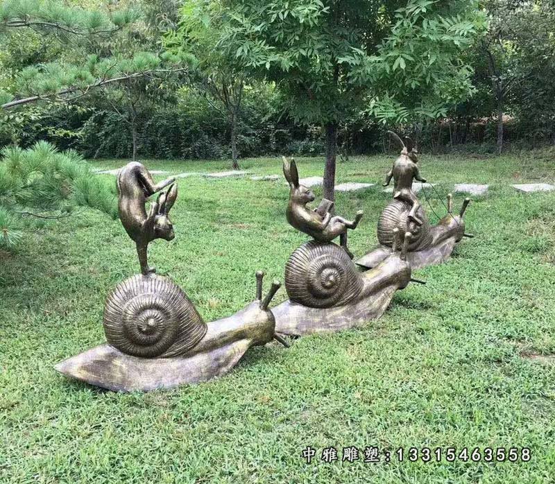 公园景观摆件，玻璃钢仿铜蜗牛雕塑
