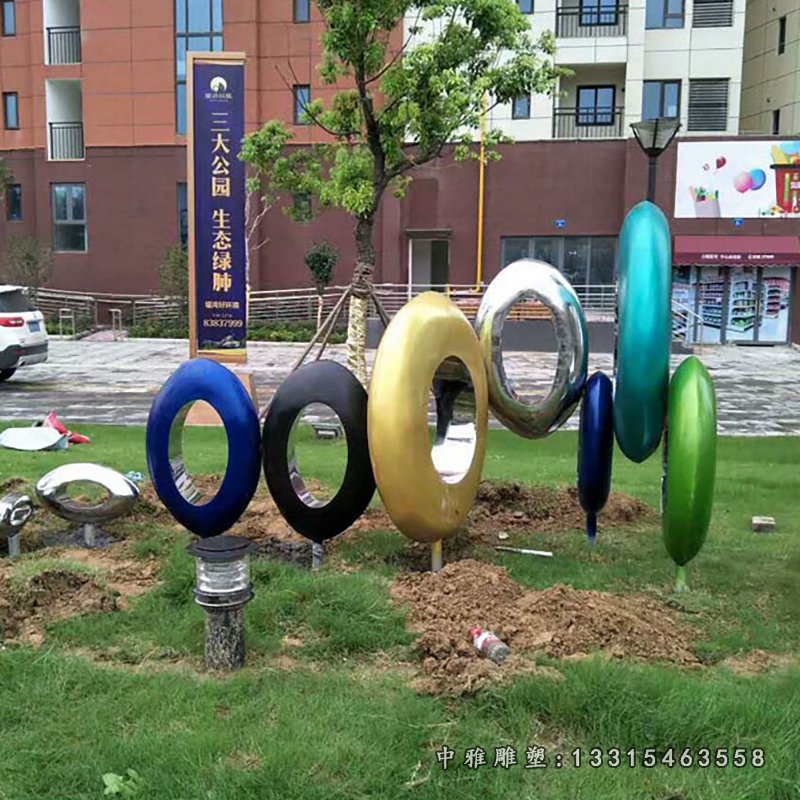 不锈钢五环相接 公园景观雕塑