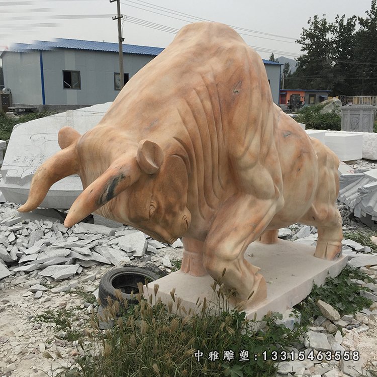 晚霞红犀牛 石雕广场动物摆件 (5)