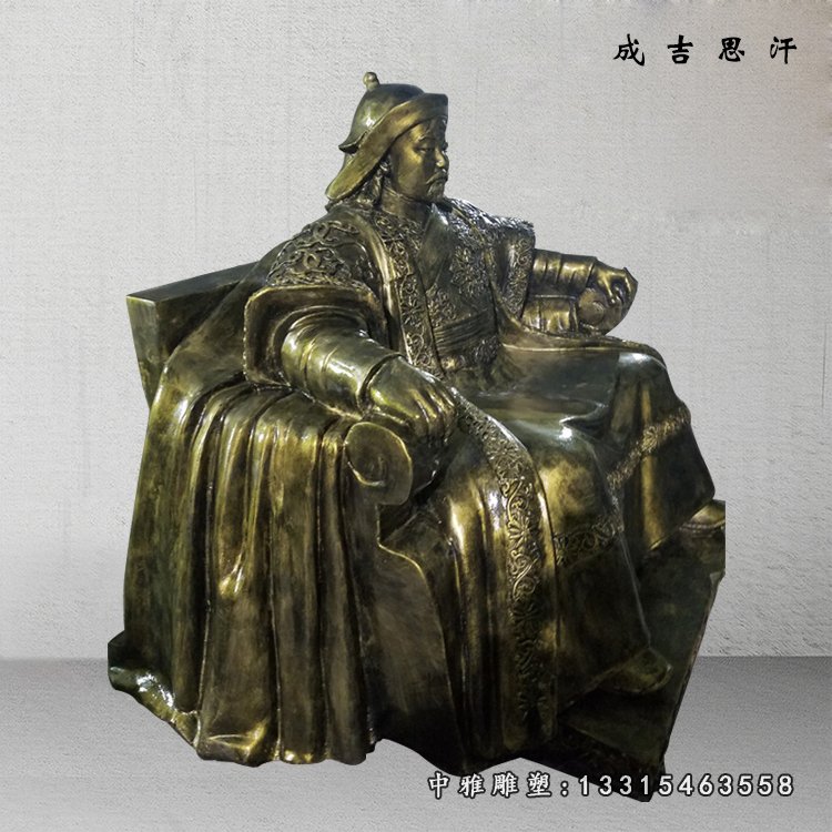 成吉思汗雕塑，玻璃钢仿铜人物