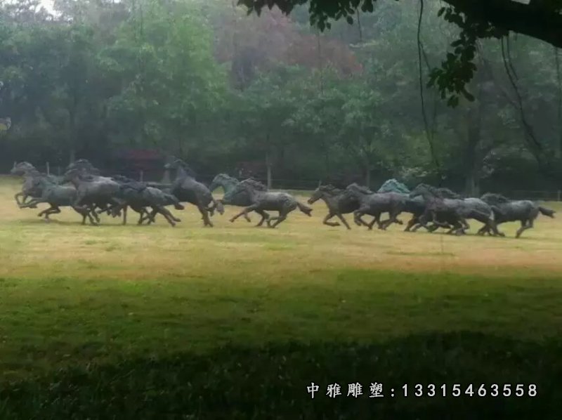 奔马铜雕，公园动物铜雕