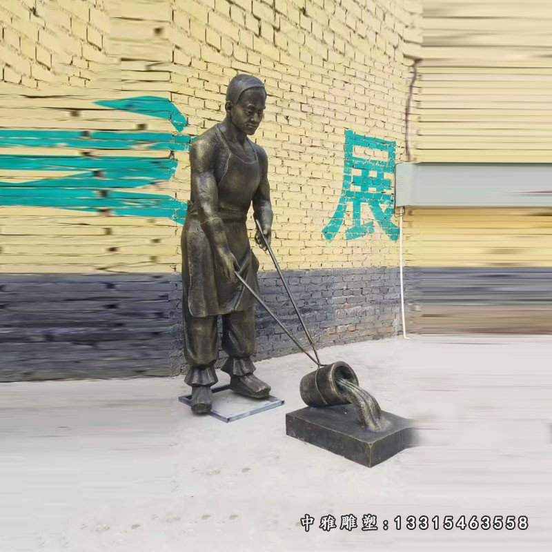 民俗古代打铁人物铜雕 (3)