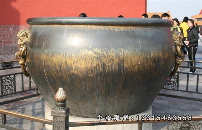 铜雕水缸，寺庙景观雕塑 (4)