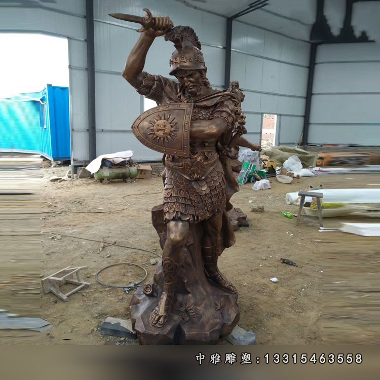 玻璃钢仿铜西方士兵雕塑 公园西方人物雕塑 (3)
