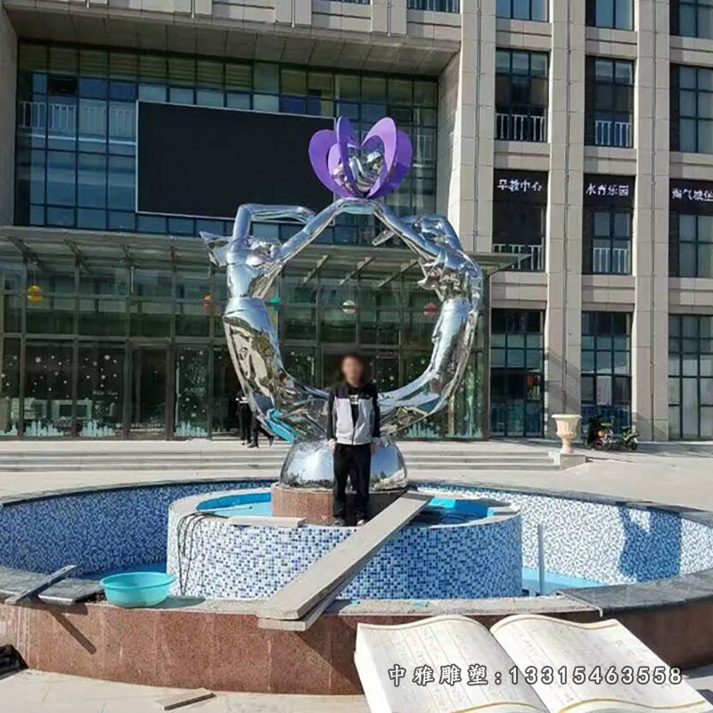 不锈钢抽象花环 小区景观雕塑