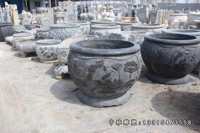 青石仿古庭院花盆
