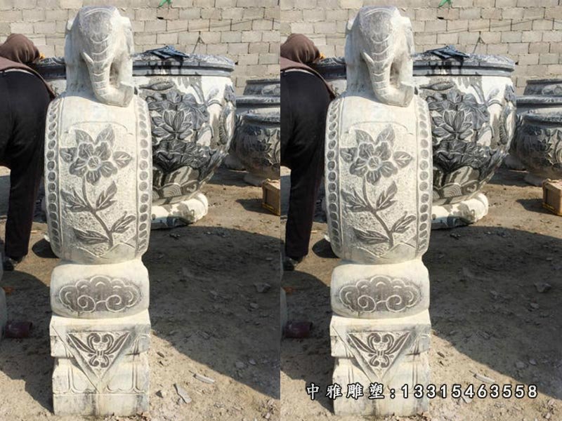 仿古小象抱鼓石雕塑，镇宅石门墩雕塑