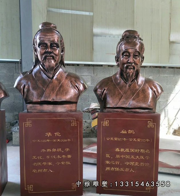 玻璃钢仿铜古代名医胸像雕塑 华佗扁鹊胸像雕塑 (2)