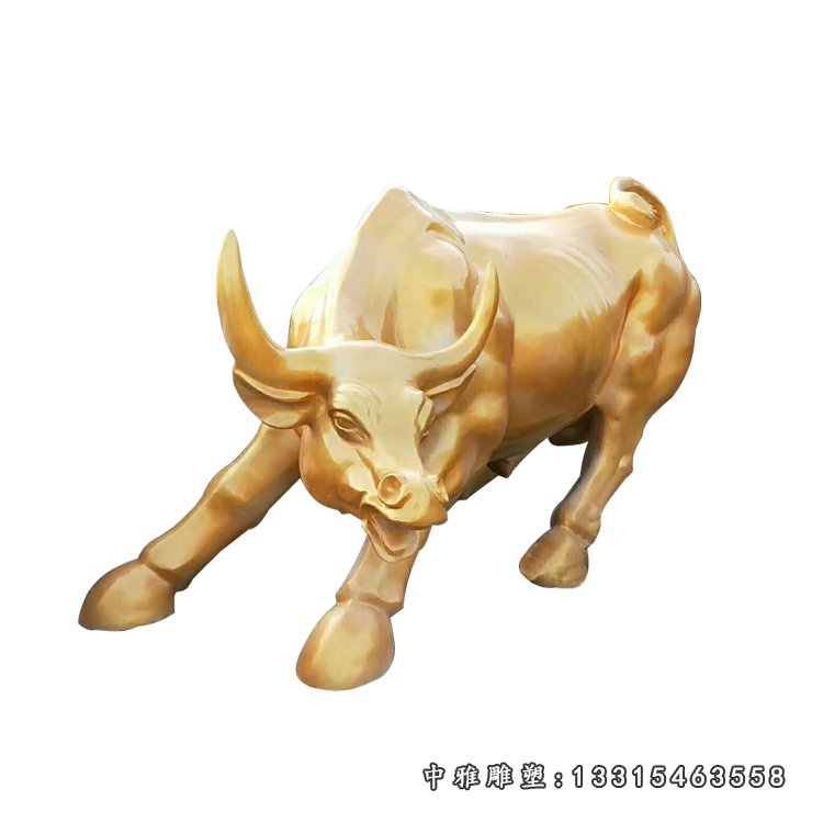 玻璃钢仿铜动物雕塑，华尔街牛雕塑 (2)