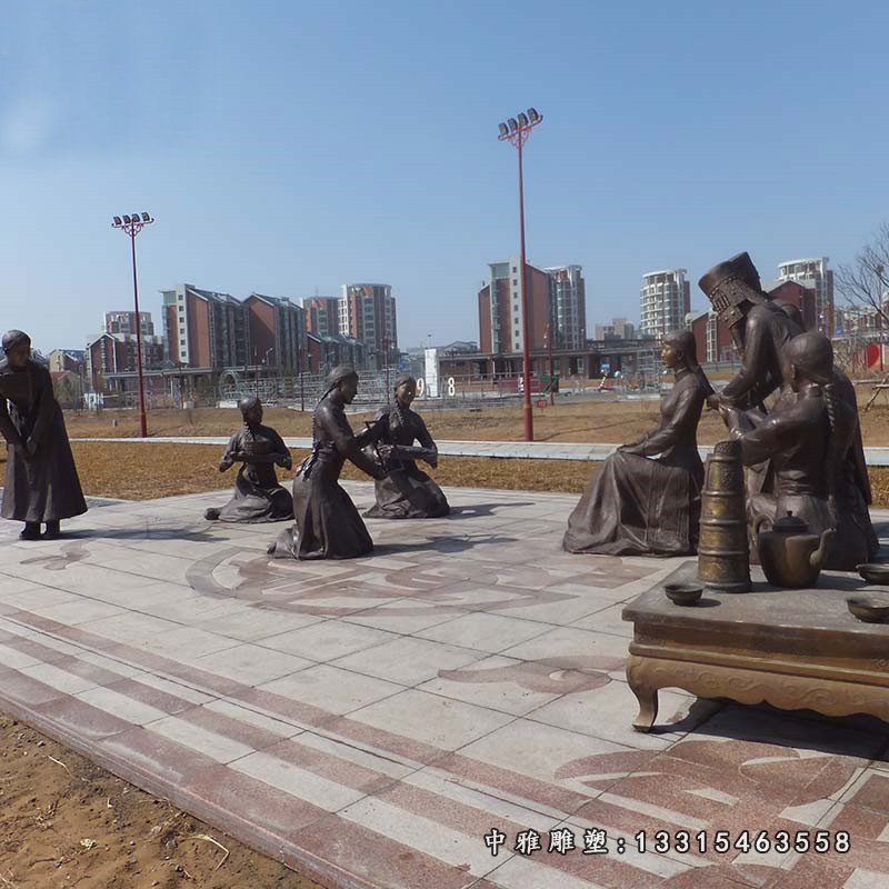 玻璃钢少数民族人物雕像蒙古骑马彝族傣族跳舞团结雕塑城市景观33077