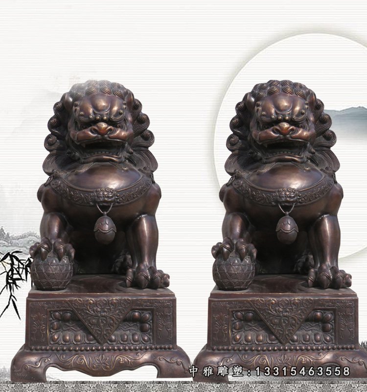 北京狮子雕塑，玻璃钢仿铜狮子雕塑
