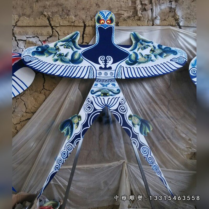 彩色不锈钢仿真风筝雕塑 公园景观雕塑 (2)