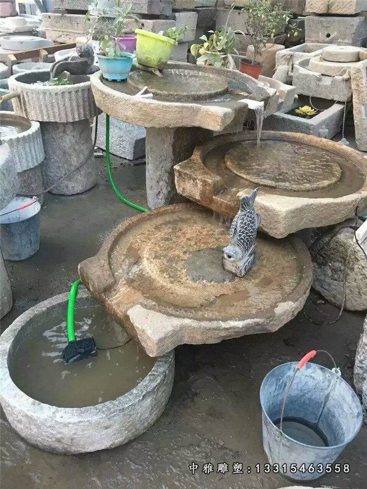 大理石别墅石磨流水池（2）
