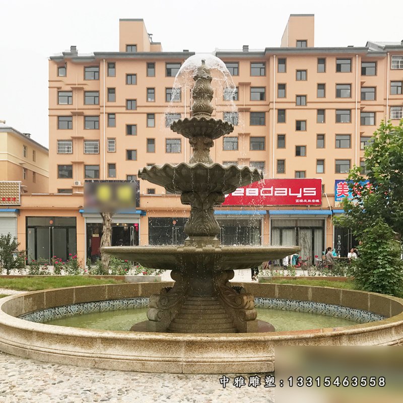 黄锈石喷泉，景观石雕