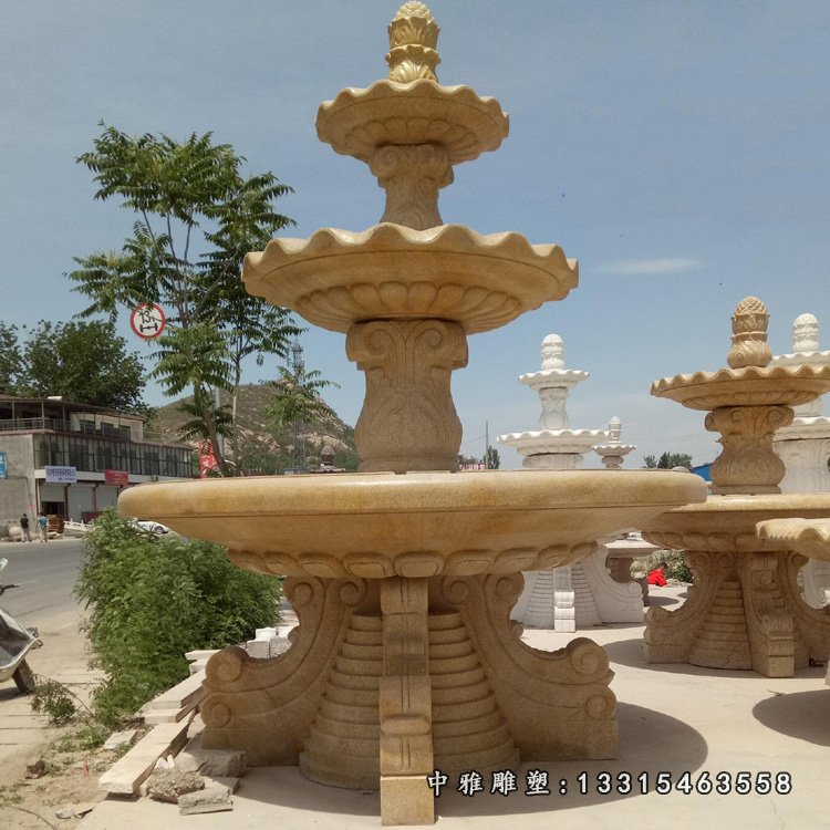 黄锈石喷泉，景观石喷泉